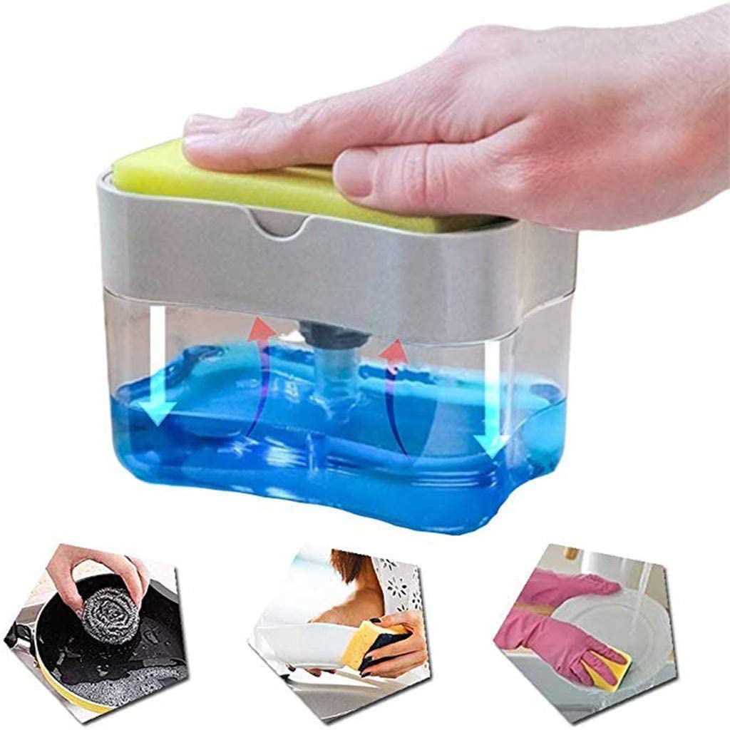 Effortless Dishwashing with 2 in 1 Sponge Rack Soap Dispenser