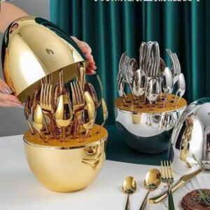Elegant 24pcs Egg Shaped Stainless Steel Cutlery Set for Modern Dining