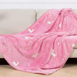 Glow in The Dark Pink Unicorn Blanket for Magical Bedtime Comfort