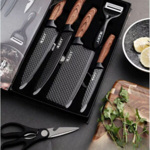 6 Piece Japanese Damascus Knife Set for Precision Cooking
