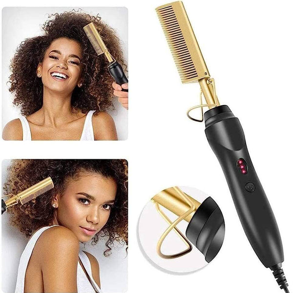 Effortless Hair Styling with 2 in 1 Electric Comb & Straightener