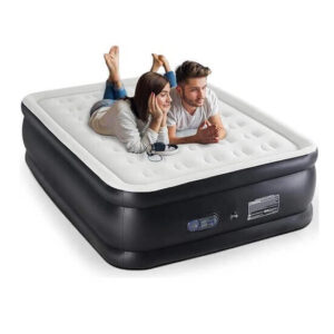 Comfortable Twin High Raised Flocked Airbed Mattress for Easy Sleepovers