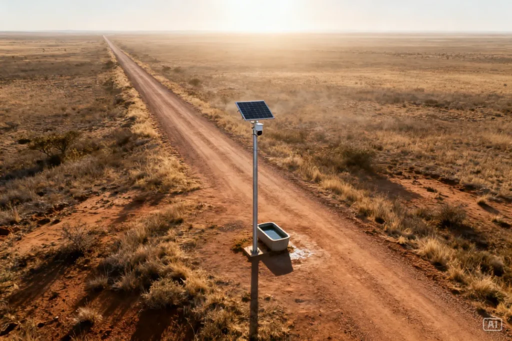 Solar camera installed for remote areas in South African bushveld landscape