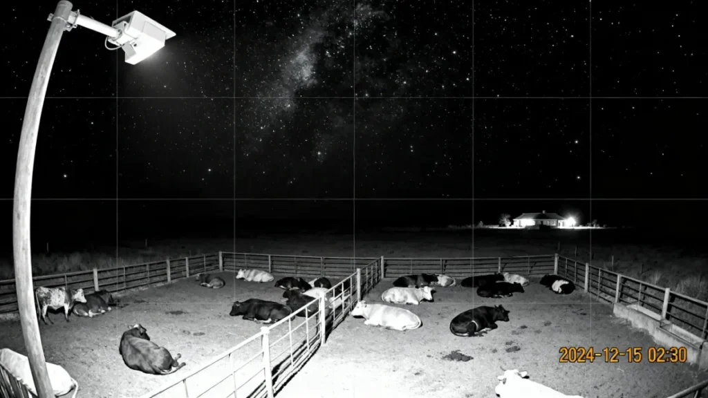 Solar security camera protecting a rural South African farm at night
